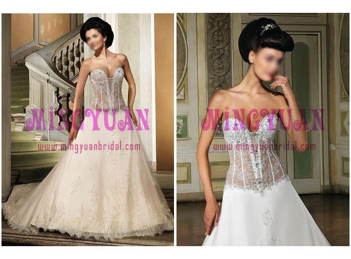 organza strapless arabic wedding dress ek01