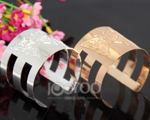 2016 Summer Fashion Alloy Metal Hollow Out Butterfly Print Bracelet Cuff Open Bangle Fashion Bracelets Jewelry JY-8401