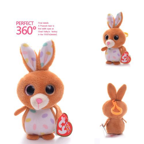 Official TY Petunia Bunny Plush Brown Rabbit TY Keychain Beanies Collection Gilrs Bag Doll Toy Keychain 3\'\' Free Shipping 