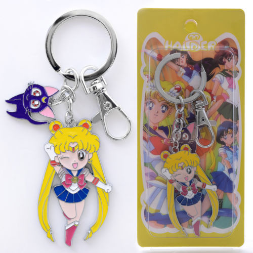  Sailor Moon Tsuking Usagi Cat Luna Enameled Purse Bag Finder Key Ring Chain 4\'\' Free Shipping #LN