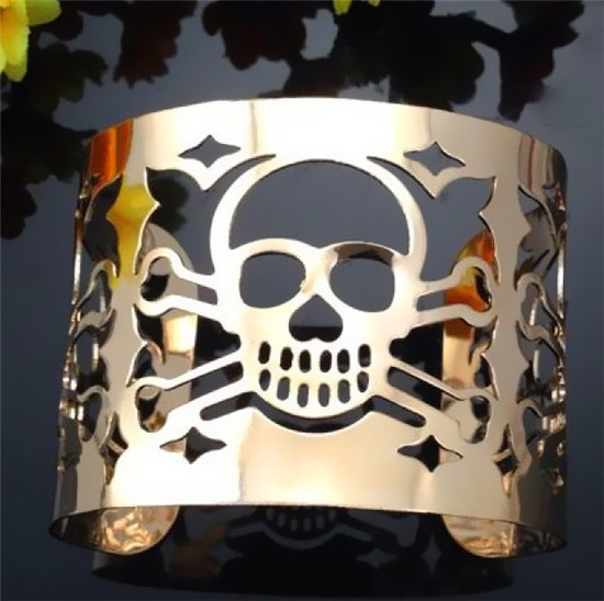 4pcs/lot 2016 Luxury Silver Gold Bracelets Unique Hollow Skull Open Cuff Bracelets&Bangles Wide Charm Cuff Bracelet Women JY-870