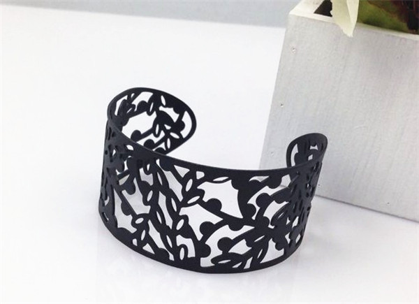 4pcs/lot 2016 New Fashion Trendy Chinese Flowers Design Matte Black Hollow Charm Bracelets Girl Cuff Bracelets&Bangles JY-8739